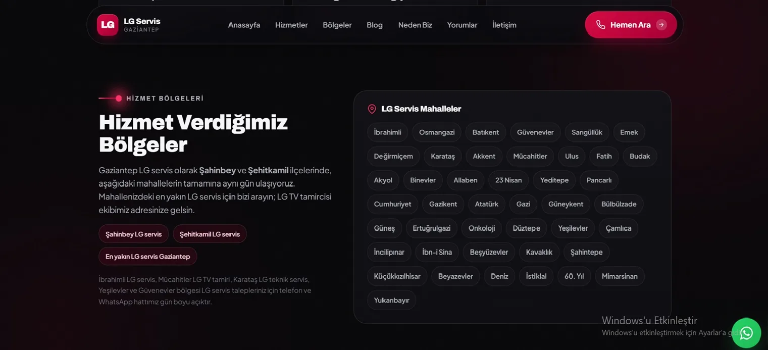 LG SERVİS GAZİANTEP